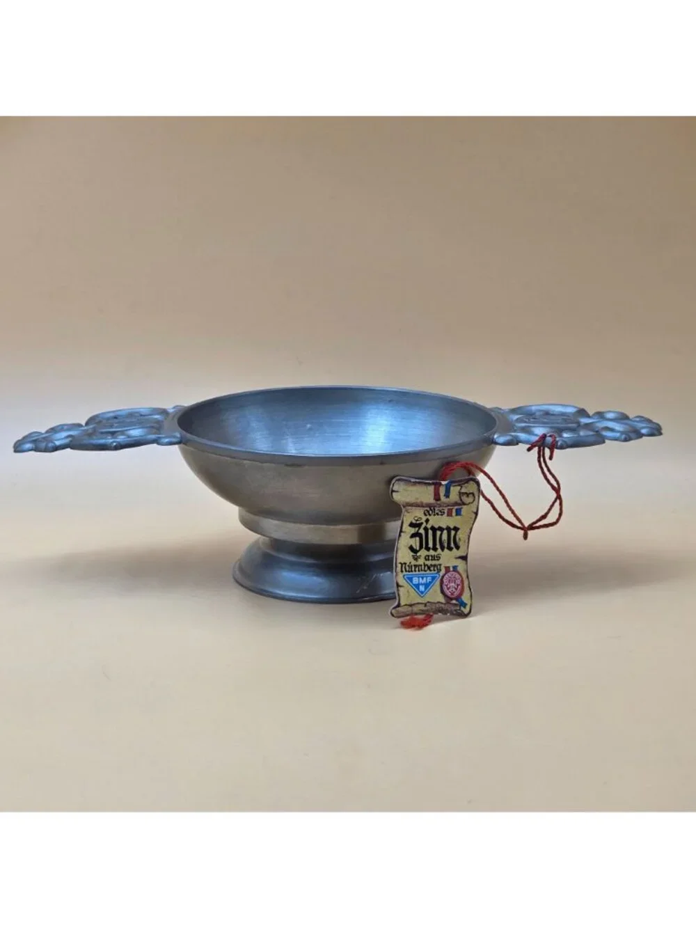 BMF Nürnberg Fein Zinn German Pewter Porringer Brandy Bowl Original Tag